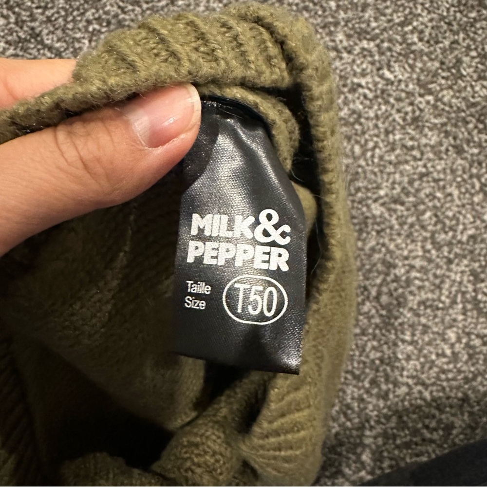 Milk & Pepper Duncan Cable Sweater Olive Cable Knit Sweater - Paris - Picture 10 of 14